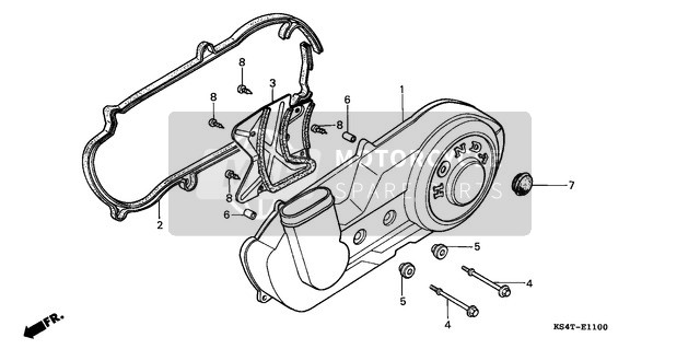 Honda CN250 1999 Left Carter Cover voor een 1999 Honda CN250